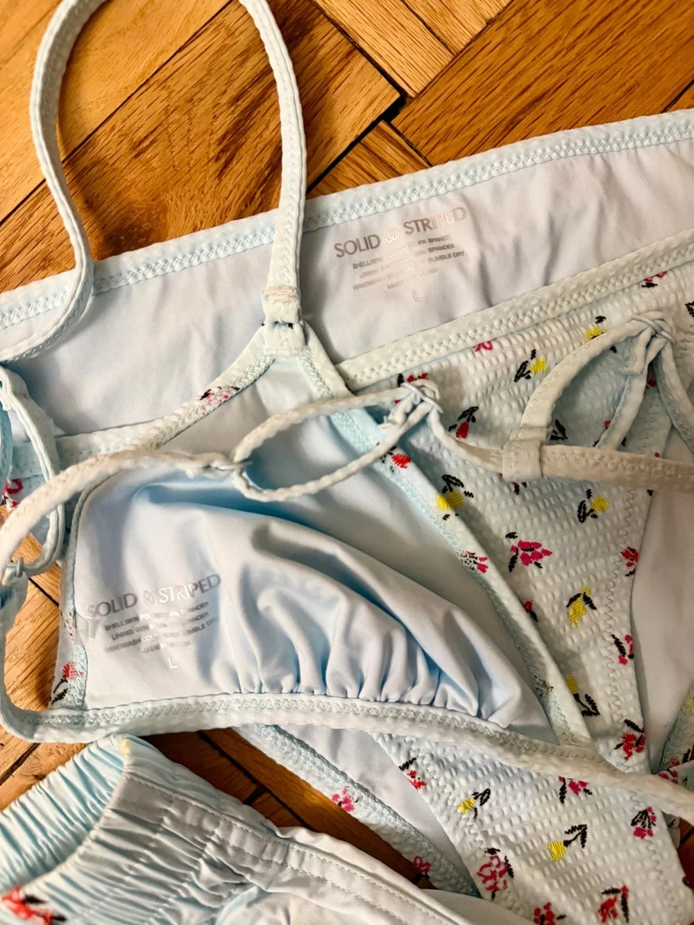 Light Blue Floral Triangle Bikini Set from SOLID & STRIPED WITH Matching Shorts!